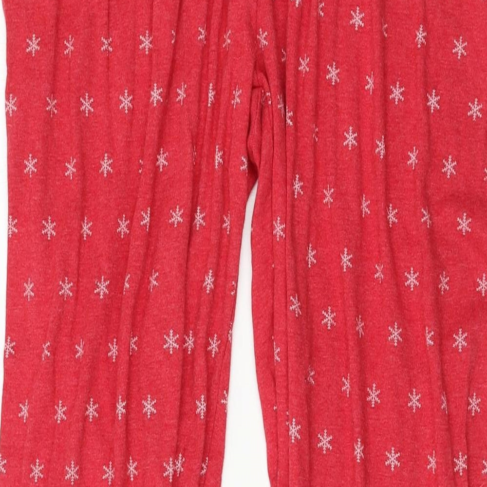 Primark Womens Red Geometric Jersey Capri Pyjama Pants Size L  - Snowflake