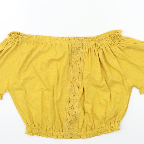 New Look Womens Yellow  Jersey Basic Blouse Size 8