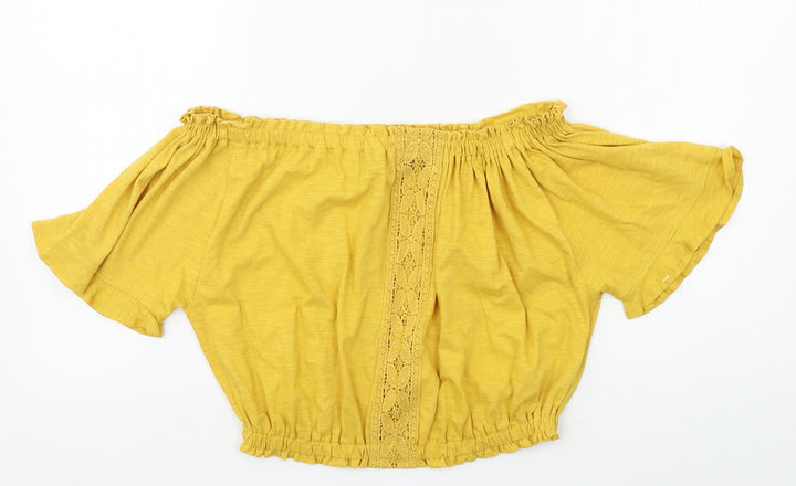 New Look Womens Yellow  Jersey Basic Blouse Size 8