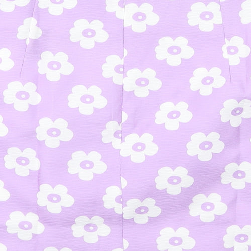 SheIn Womens Purple Floral  A-Line Skirt Size S