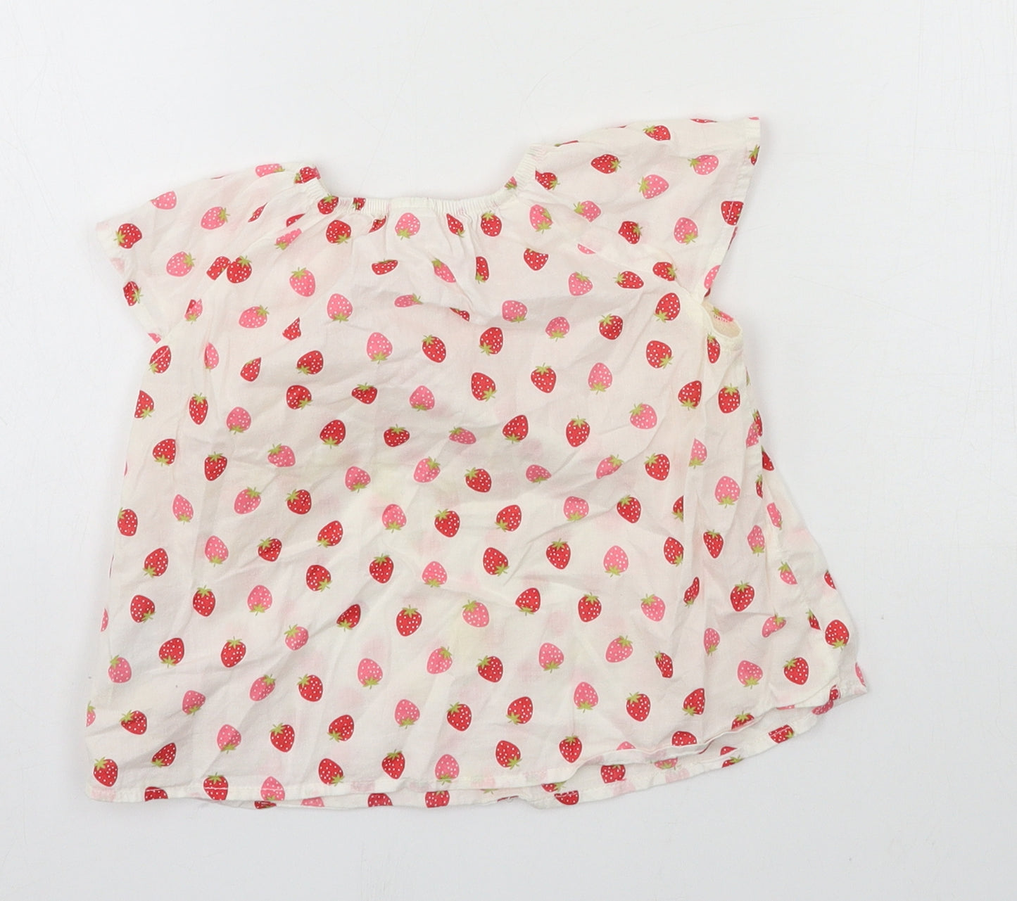 H&M Girls White Geometric  Basic Blouse Size 9-12 Months  - Strawberries