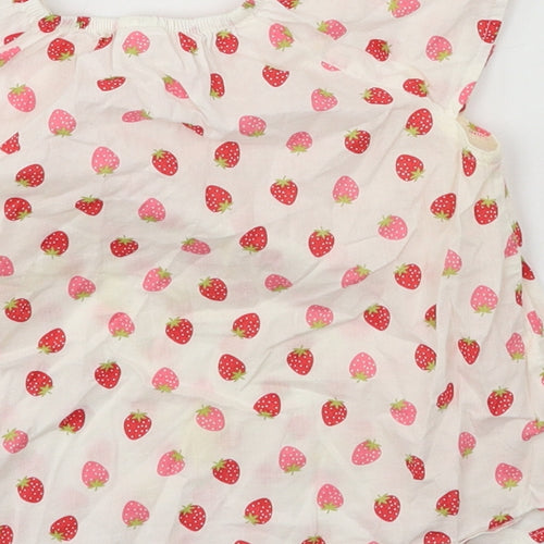 H&M Girls White Geometric  Basic Blouse Size 9-12 Months  - Strawberries