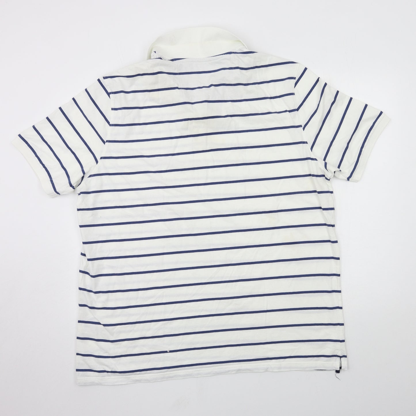 Marks and Spencer Mens White Striped Jersey  Polo Size 3XL