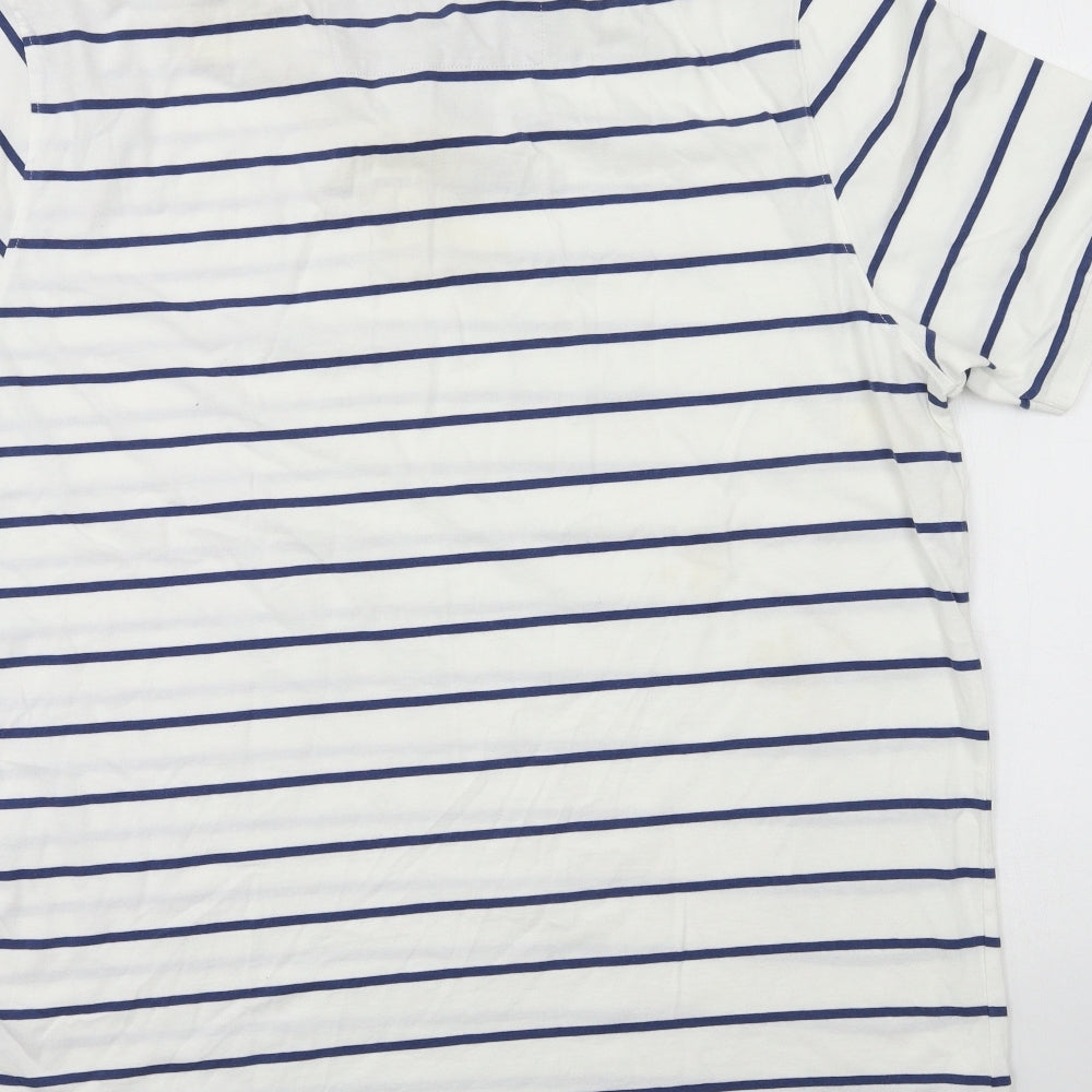 Marks and Spencer Mens White Striped Jersey  Polo Size 3XL
