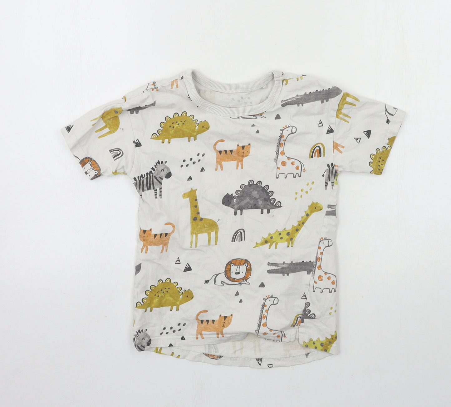 George Boys White  Jersey Basic T-Shirt Size 5-6 Years  - giraffe