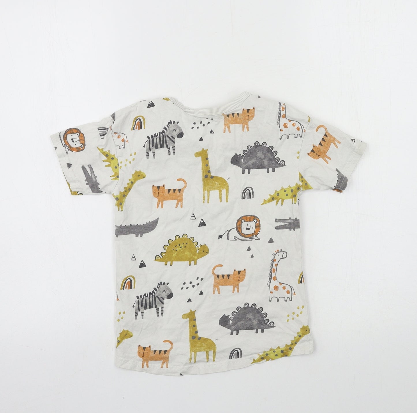 George Boys White  Jersey Basic T-Shirt Size 5-6 Years  - giraffe