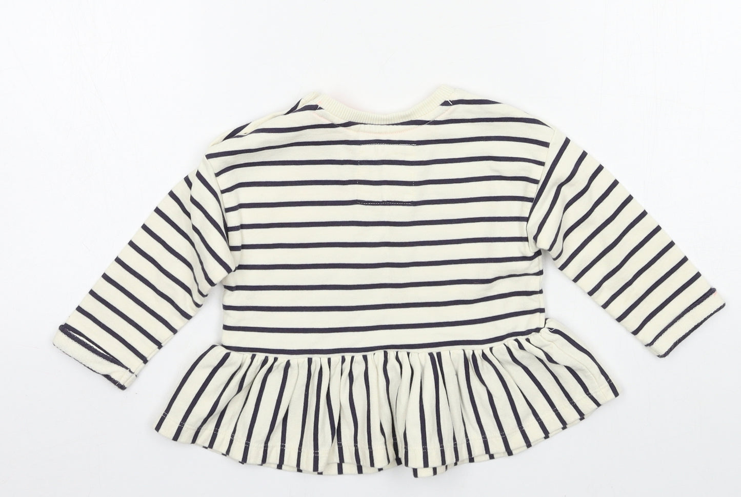 NEXT Girls Ivory Striped Jersey Basic T-Shirt Size 9-12 Months