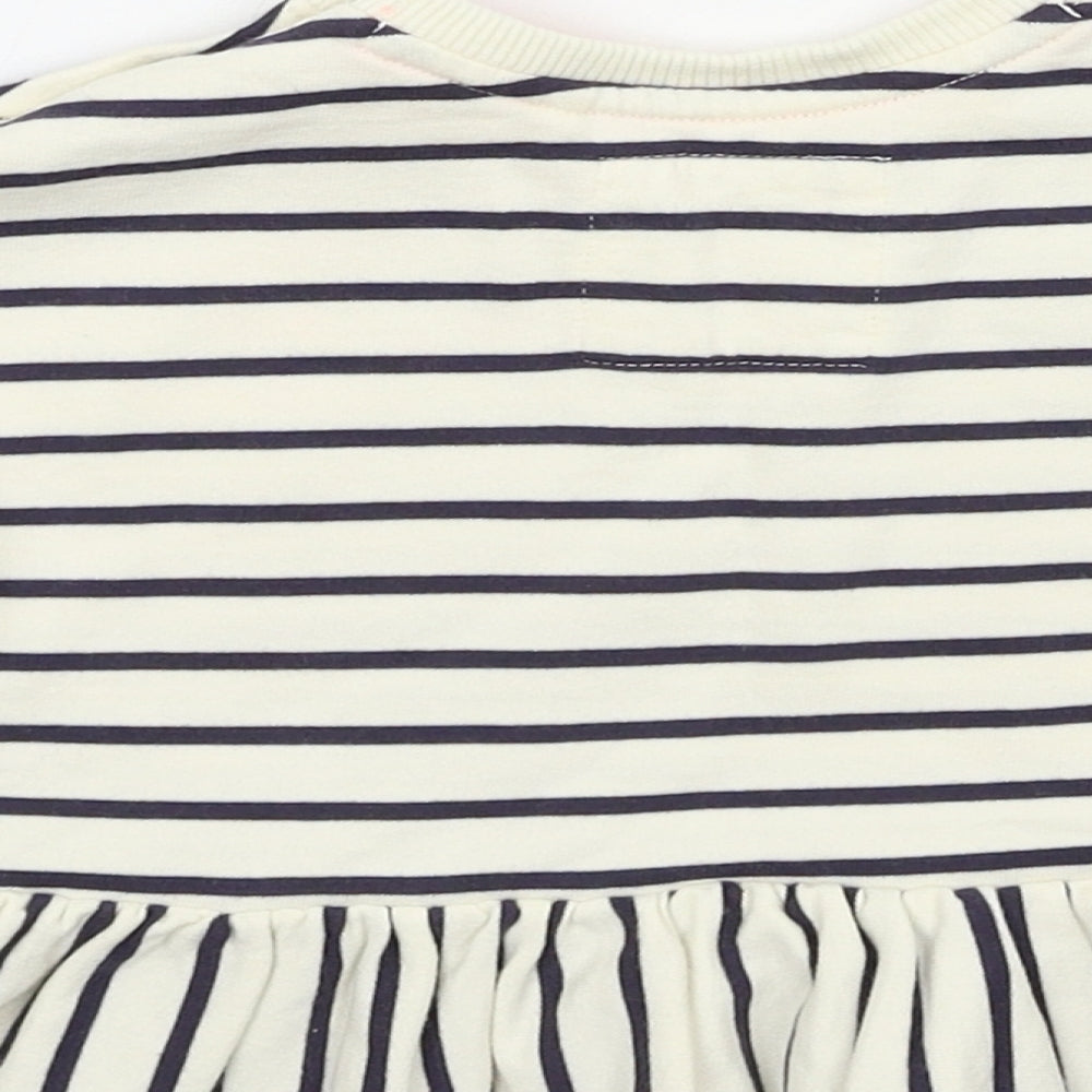 NEXT Girls Ivory Striped Jersey Basic T-Shirt Size 9-12 Months