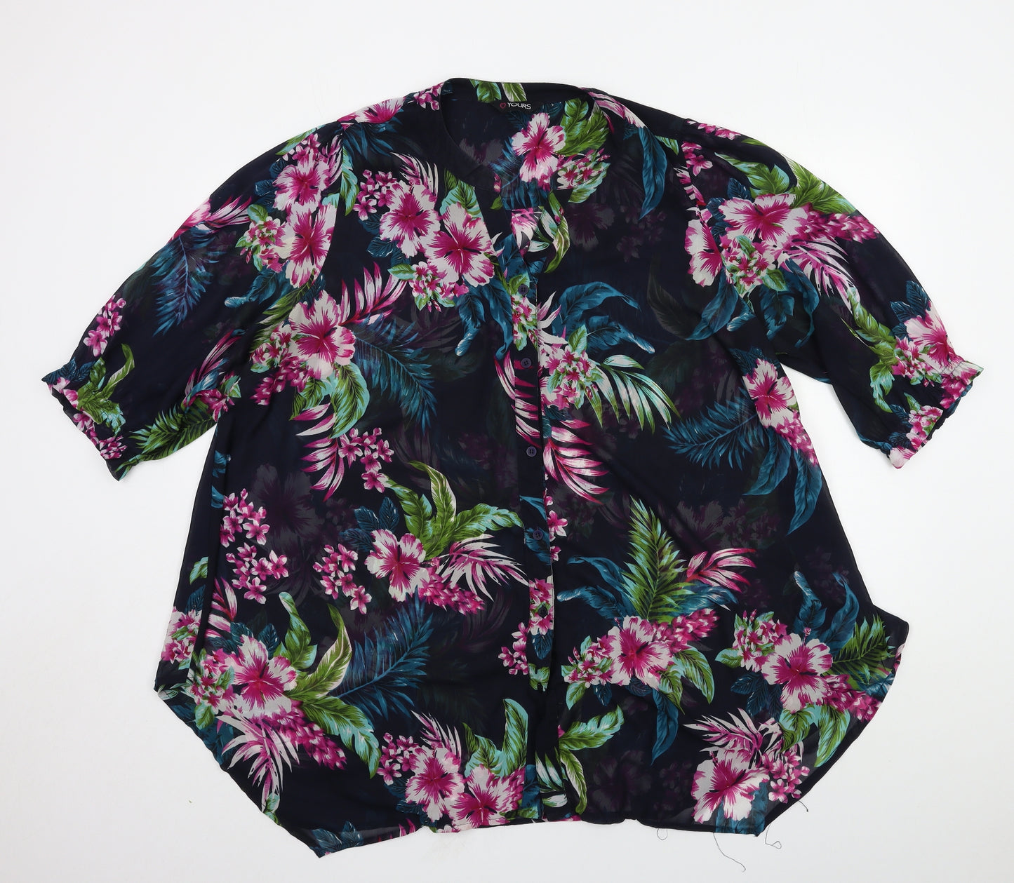 Yours Womens Black Floral  Basic Blouse Size 22