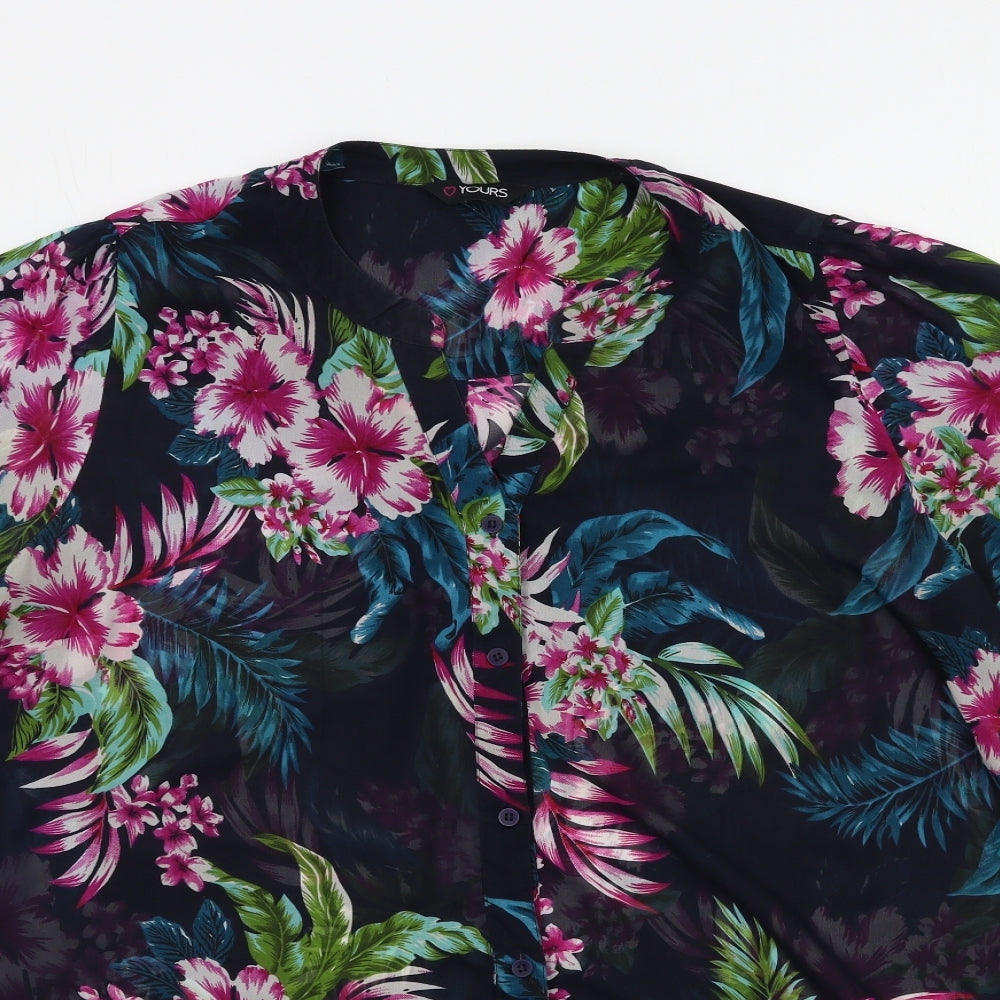 Yours Womens Black Floral  Basic Blouse Size 22