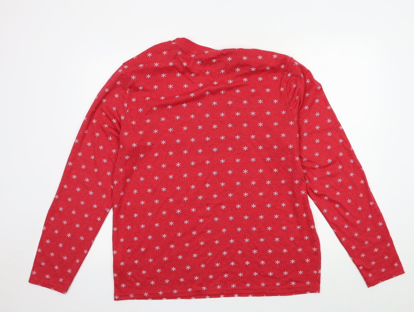 Primark Mens Red Geometric Jersey  Pyjama Top Size L  - Snowflake