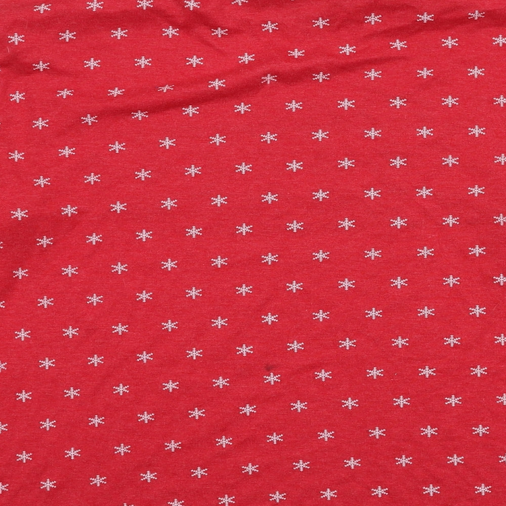 Primark Mens Red Geometric Jersey  Pyjama Top Size L  - Snowflake
