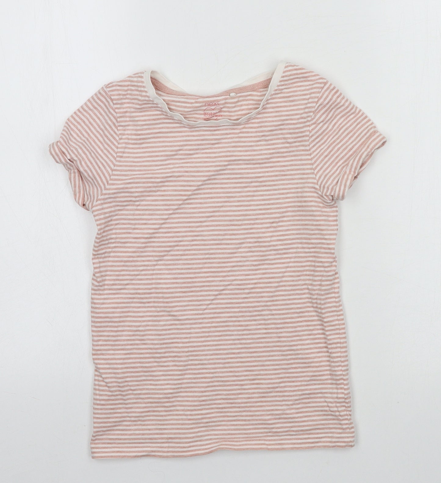 NEXT Girls Pink Striped Jersey Basic T-Shirt Size 9 Years