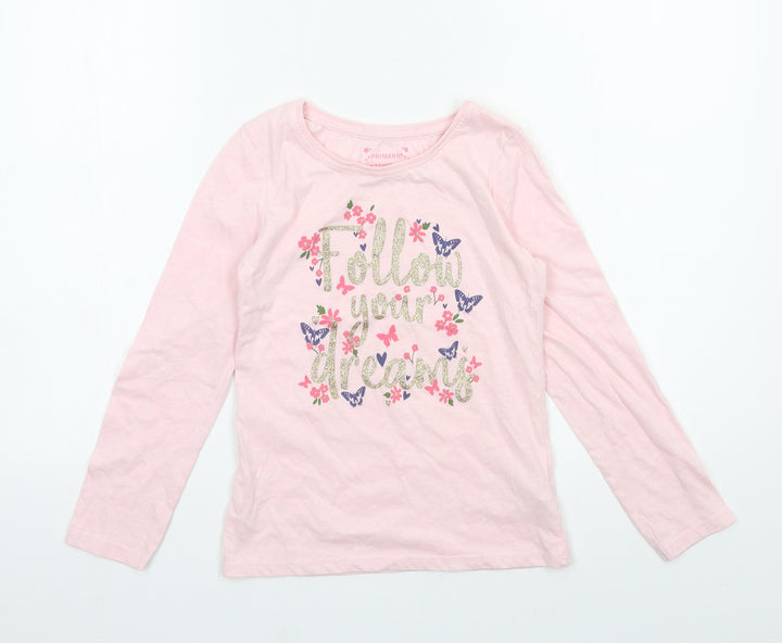 Primark Girls Pink  Jersey Basic T-Shirt Size 8-9 Years  - Follow yours Dreams