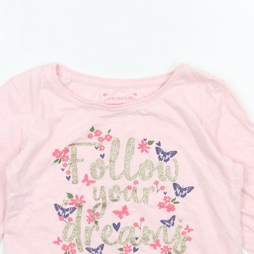 Primark Girls Pink  Jersey Basic T-Shirt Size 8-9 Years  - Follow yours Dreams