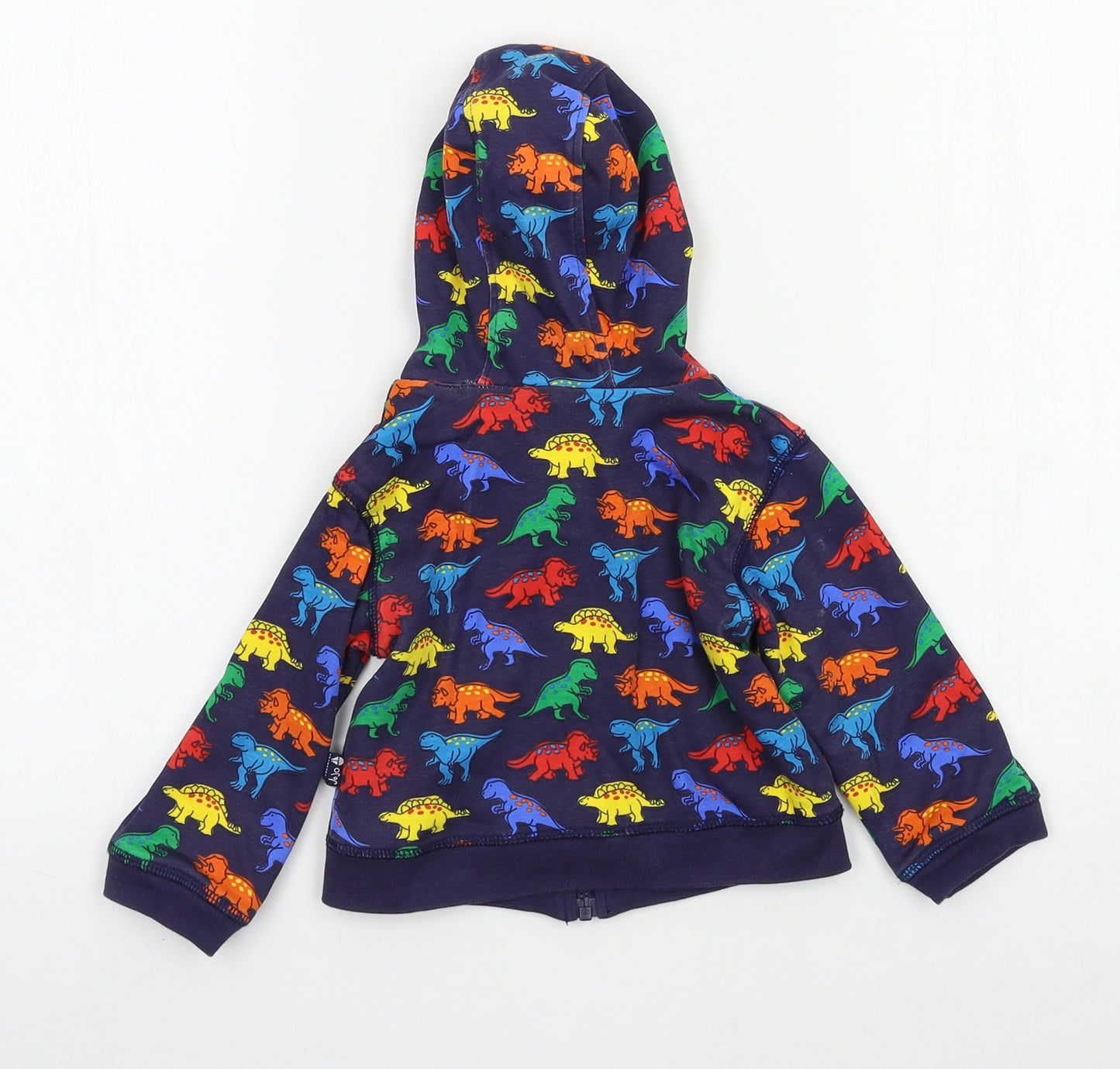 JoJo Maman Bébé Boys Blue Geometric Jersey Jacket  Size 6-9 Months  - Dinosaur