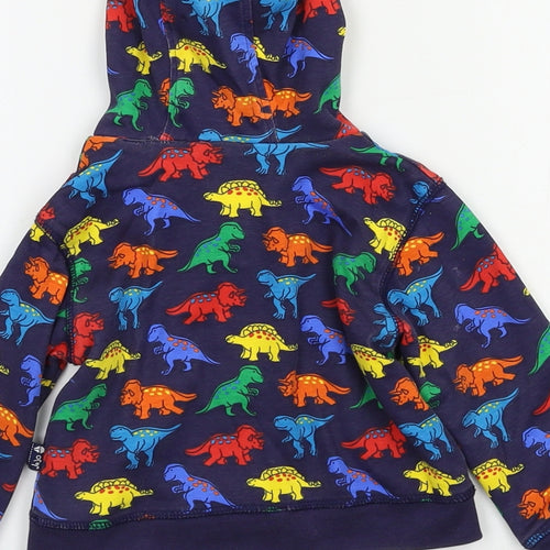 JoJo Maman Bébé Boys Blue Geometric Jersey Jacket  Size 6-9 Months  - Dinosaur