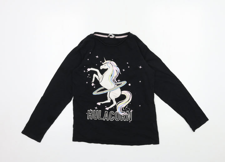 PEP & CO Girls Black  Jersey Top Pyjama Top Size 11-12 Years  - Hulacorn