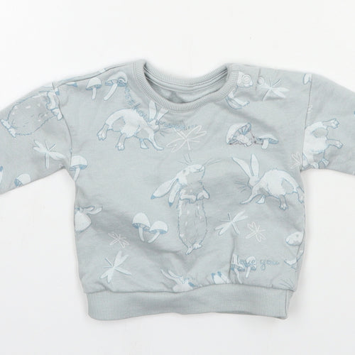 George Girls Blue Geometric Jersey Pullover Jumper Size 0-3 Months  - Rabbit