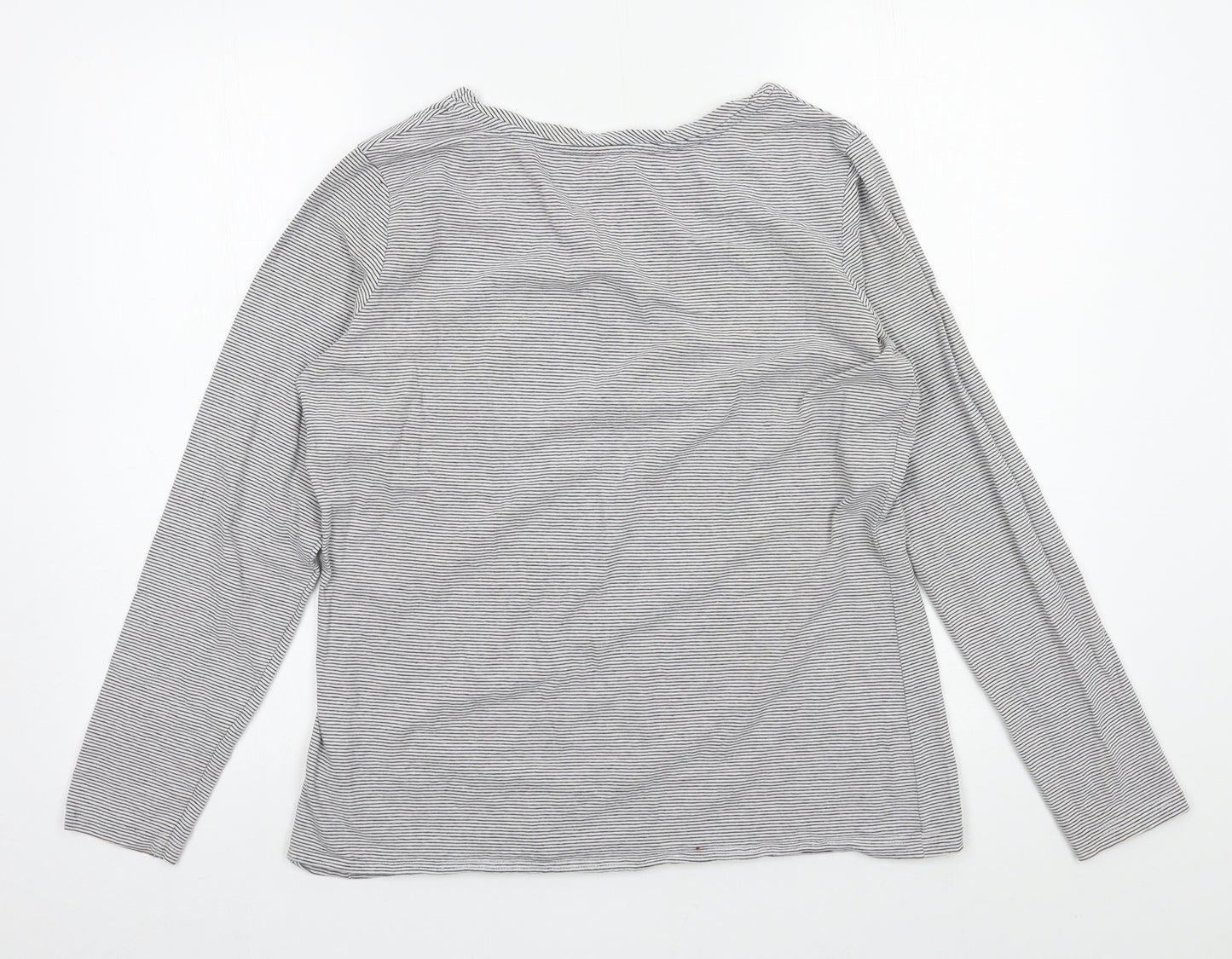 ESMARA Womens Green Striped Jersey Basic T-Shirt Size L
