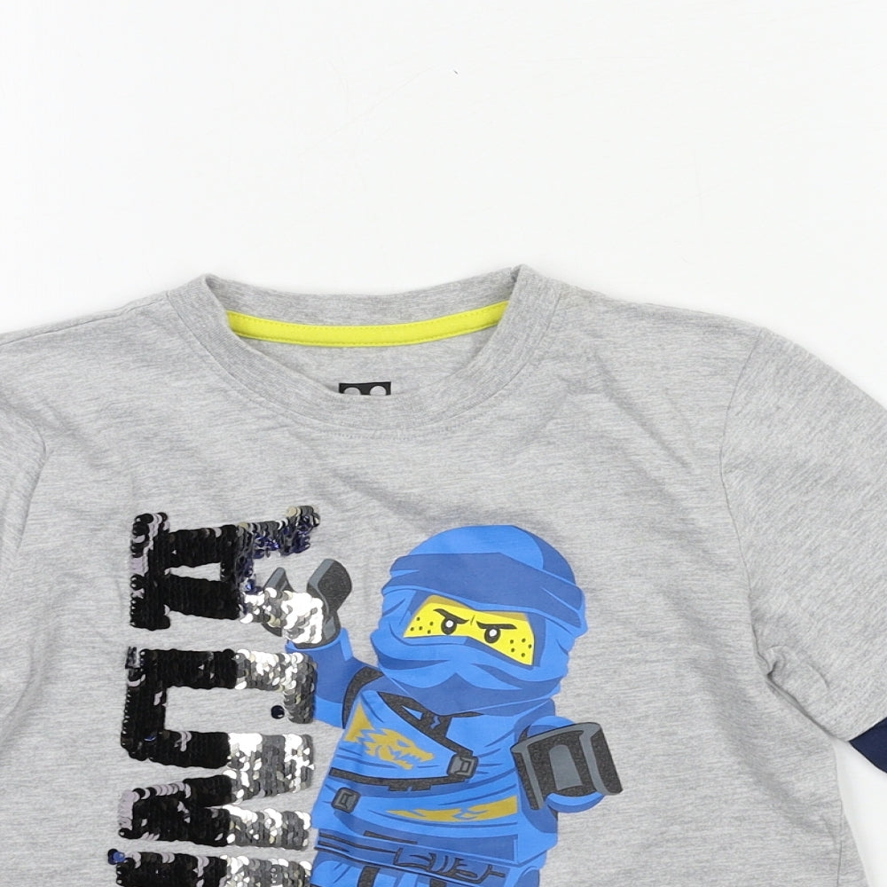 LEGO Boys Grey  Jersey Basic T-Shirt Size 7-8 Years  - Ninja