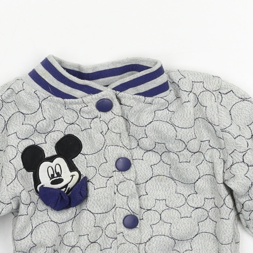 Disney Boys Grey Geometric Jersey Varsity Jacket Jacket Size 9-12 Months  - mickey mouse