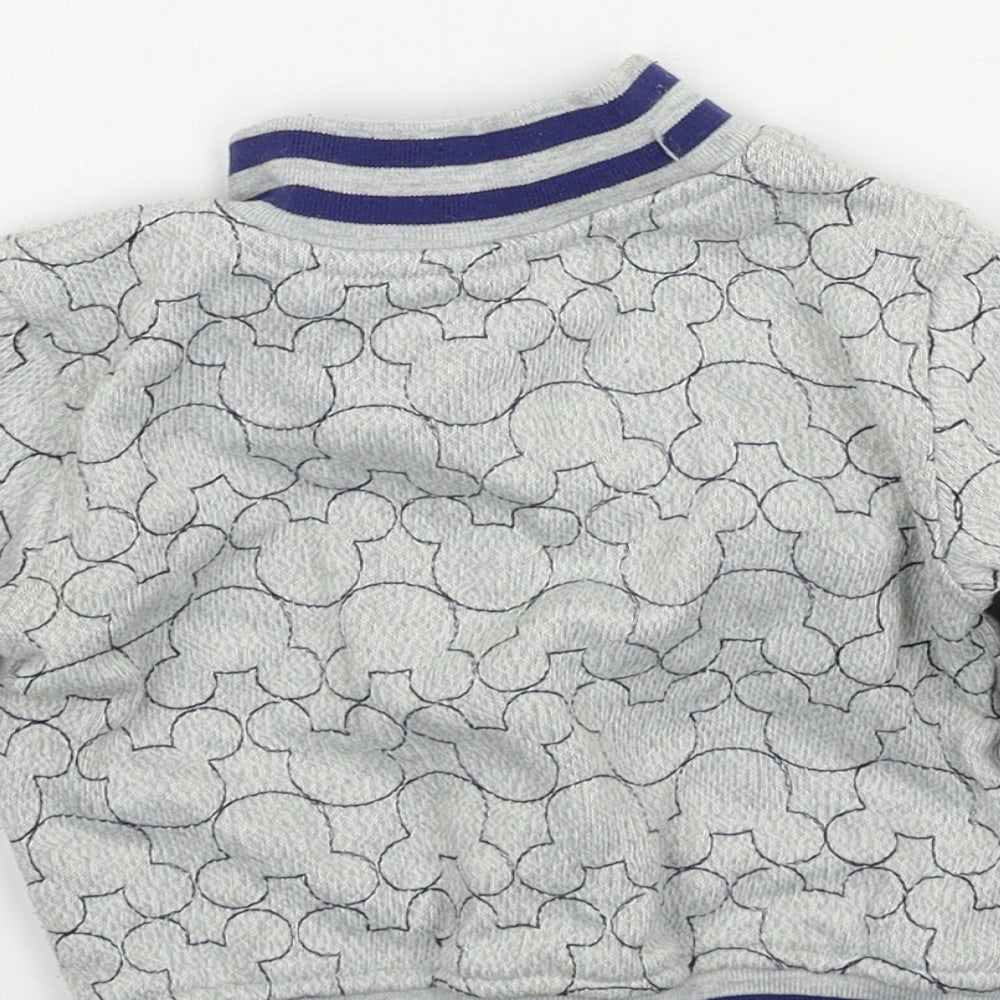 Disney Boys Grey Geometric Jersey Varsity Jacket Jacket Size 9-12 Months  - mickey mouse