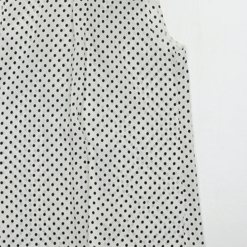 New Look Womens White Polka Dot  Basic Button-Up Size 8