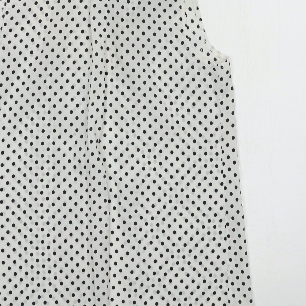 New Look Womens White Polka Dot  Basic Button-Up Size 8