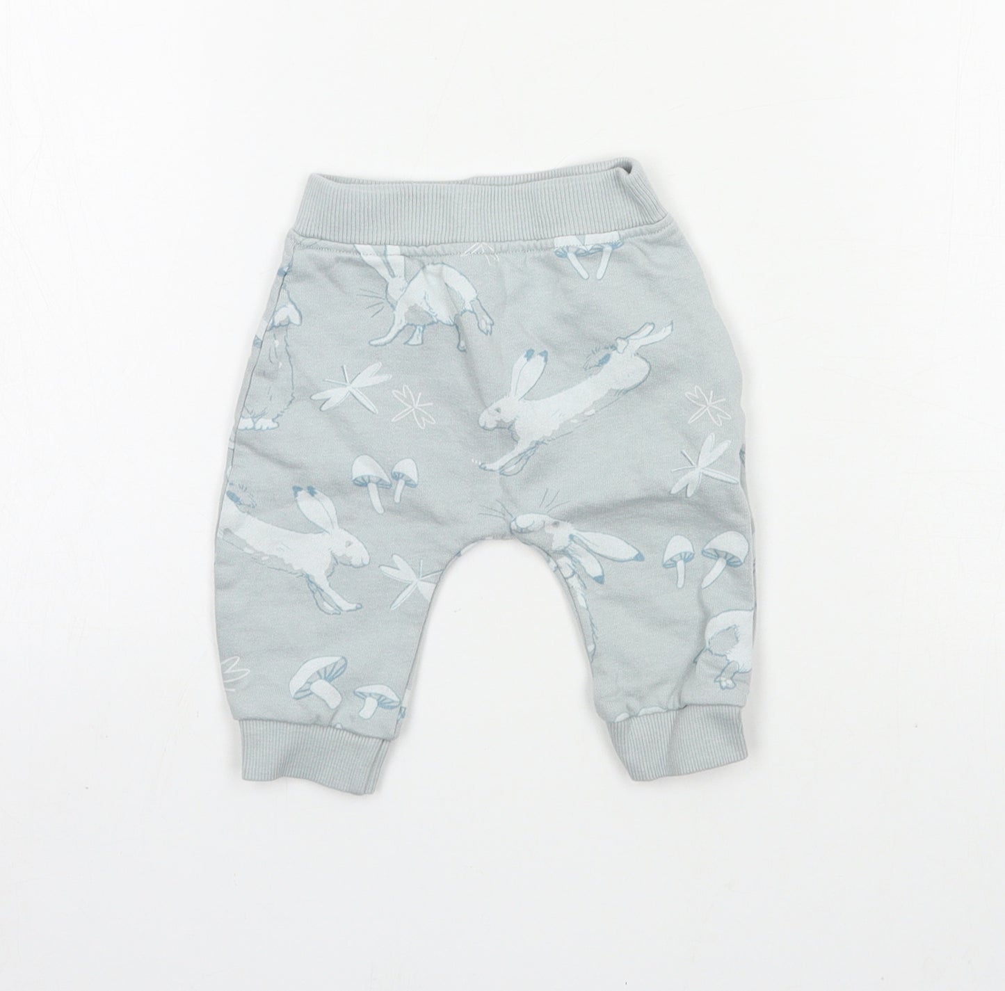 George Baby Blue Geometric Jersey Jogger Trousers Size 0-3 Months