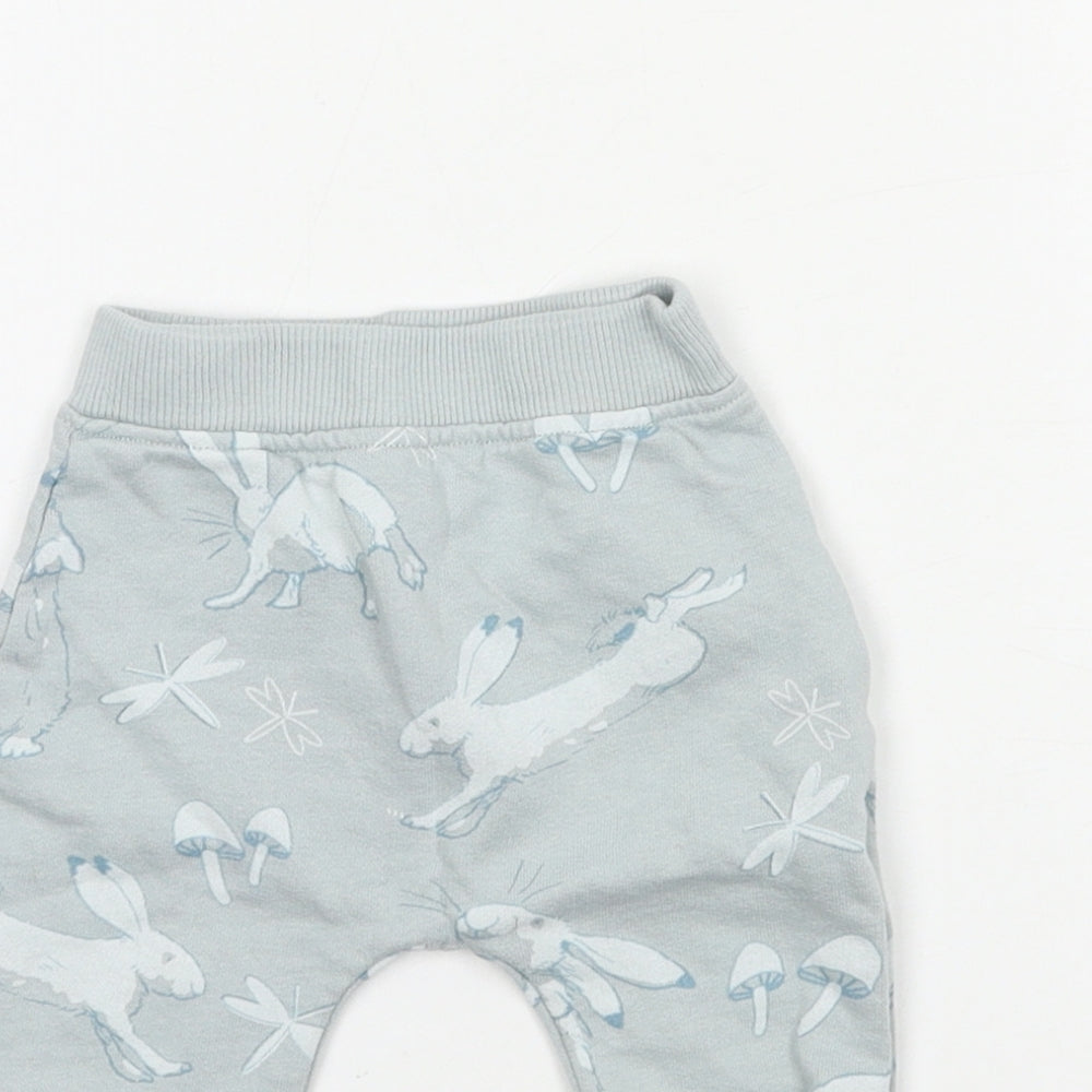 George Baby Blue Geometric Jersey Jogger Trousers Size 0-3 Months