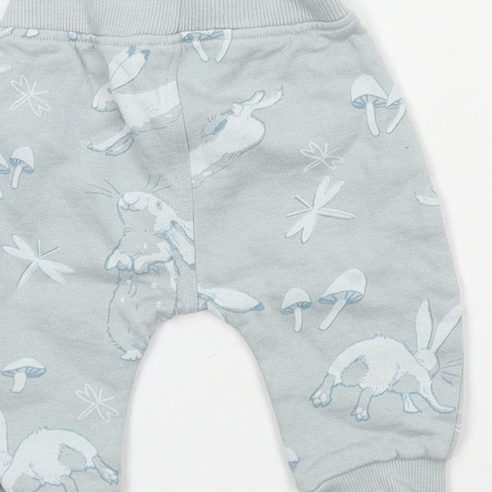 George Baby Blue Geometric Jersey Jogger Trousers Size 0-3 Months