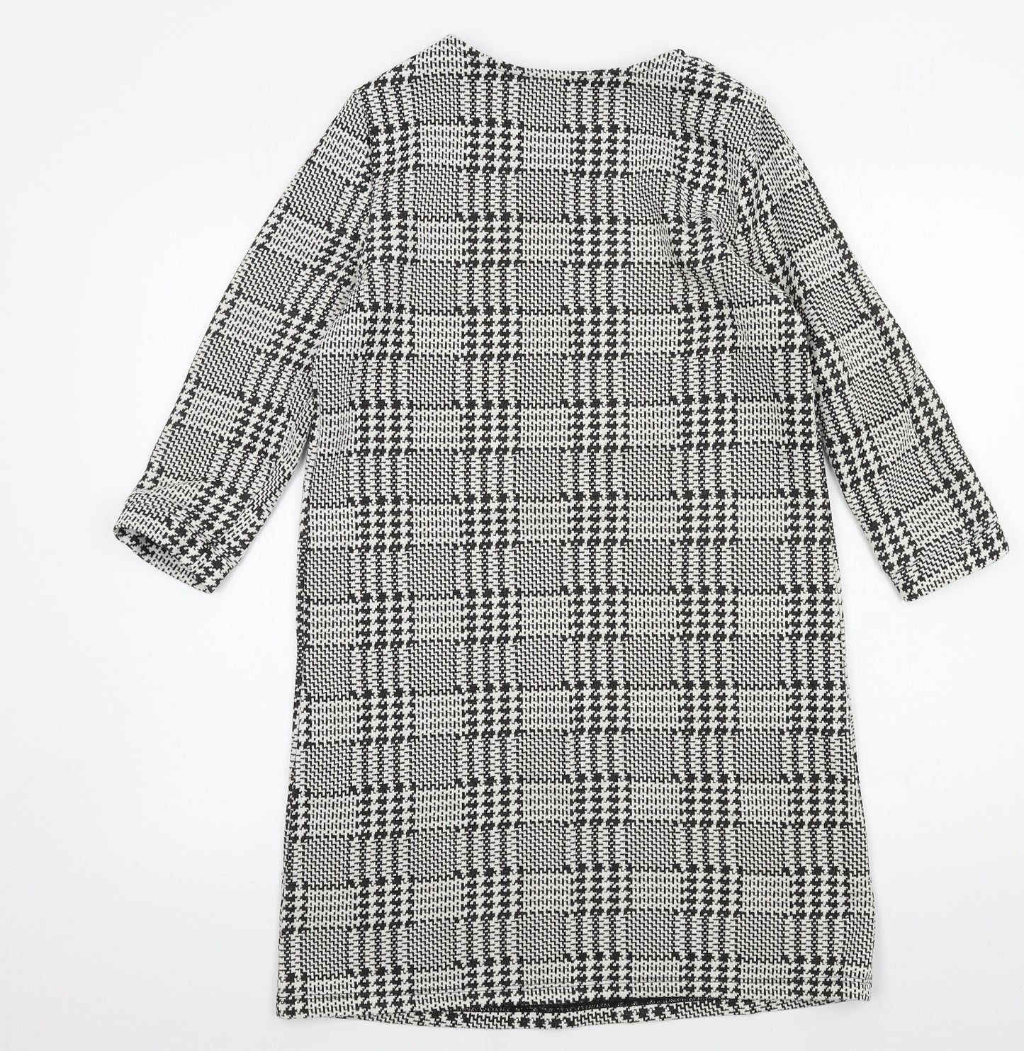 Nutmeg Womens Black Houndstooth Jersey T-Shirt Dress  Size 8