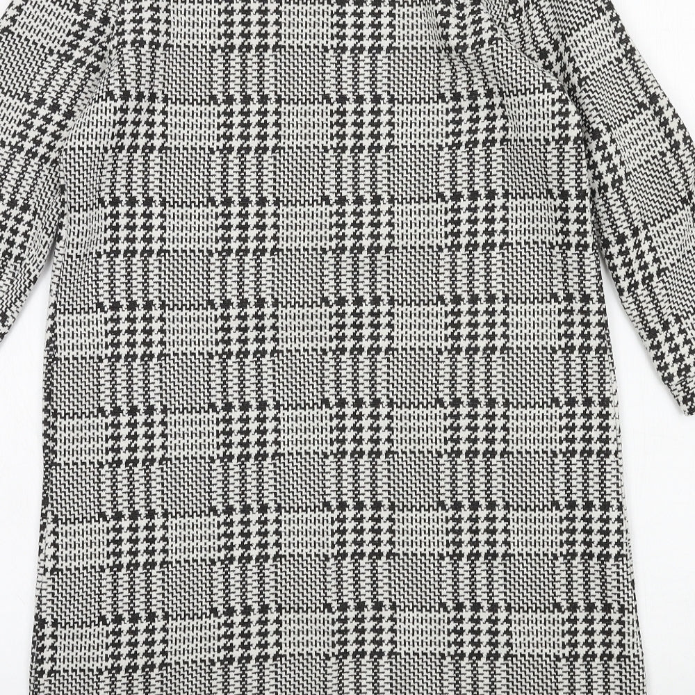 Nutmeg Womens Black Houndstooth Jersey T-Shirt Dress  Size 8