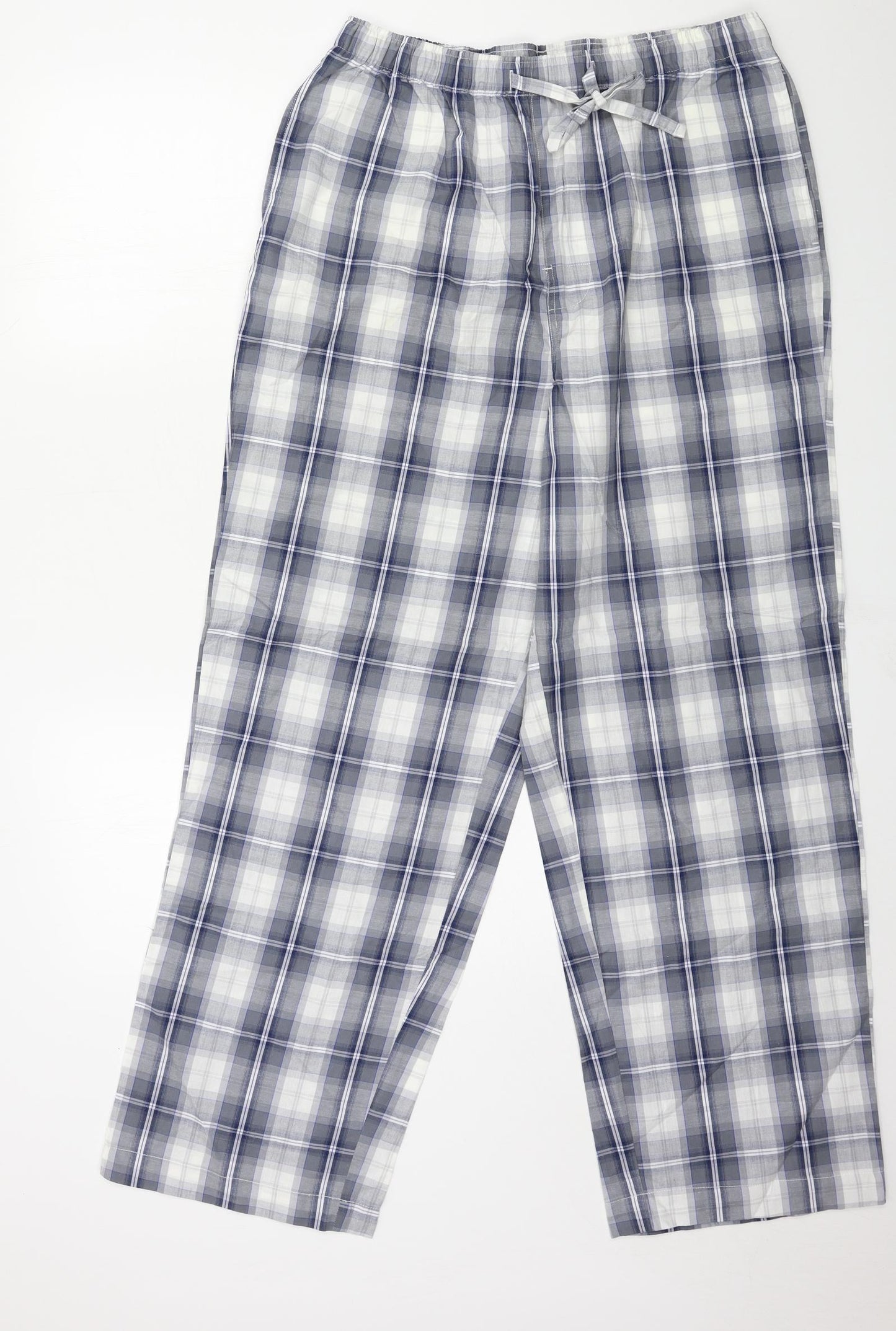 Easy Womens Grey Plaid  Capri Pyjama Pants Size L