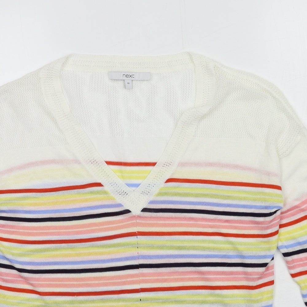 NEXT Womens Ivory Striped Knit Pullover Jumper Size 10