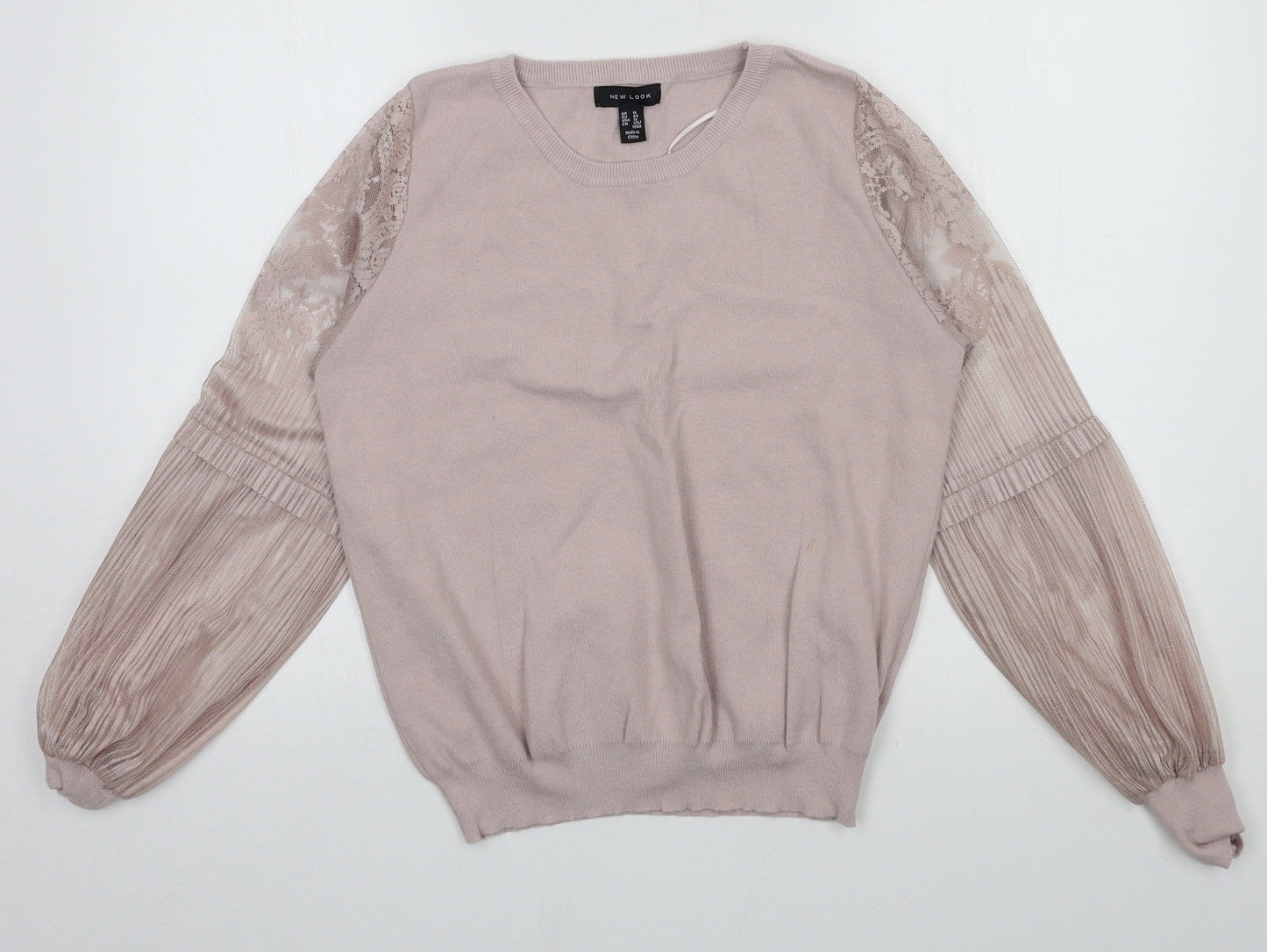 New Look Womens Pink   Pullover Jumper Size 16  - Lace sleeves