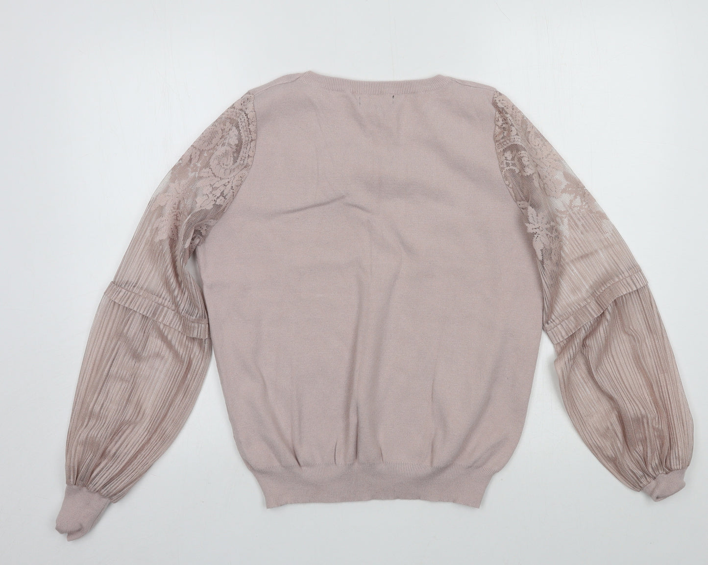 New Look Womens Pink   Pullover Jumper Size 16  - Lace sleeves