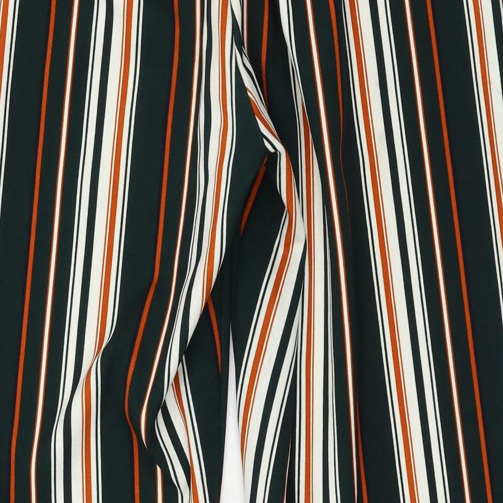 New Look Womens Green Striped Jersey Trousers  Size 14 L25 in