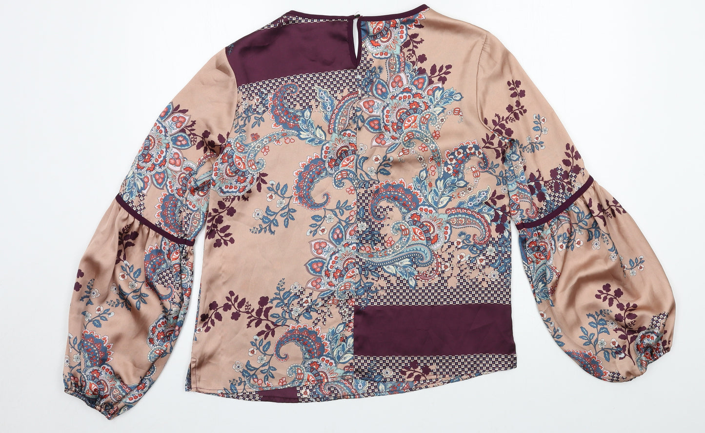 Tinta Womens Pink Floral Satin Basic Blouse Size 12