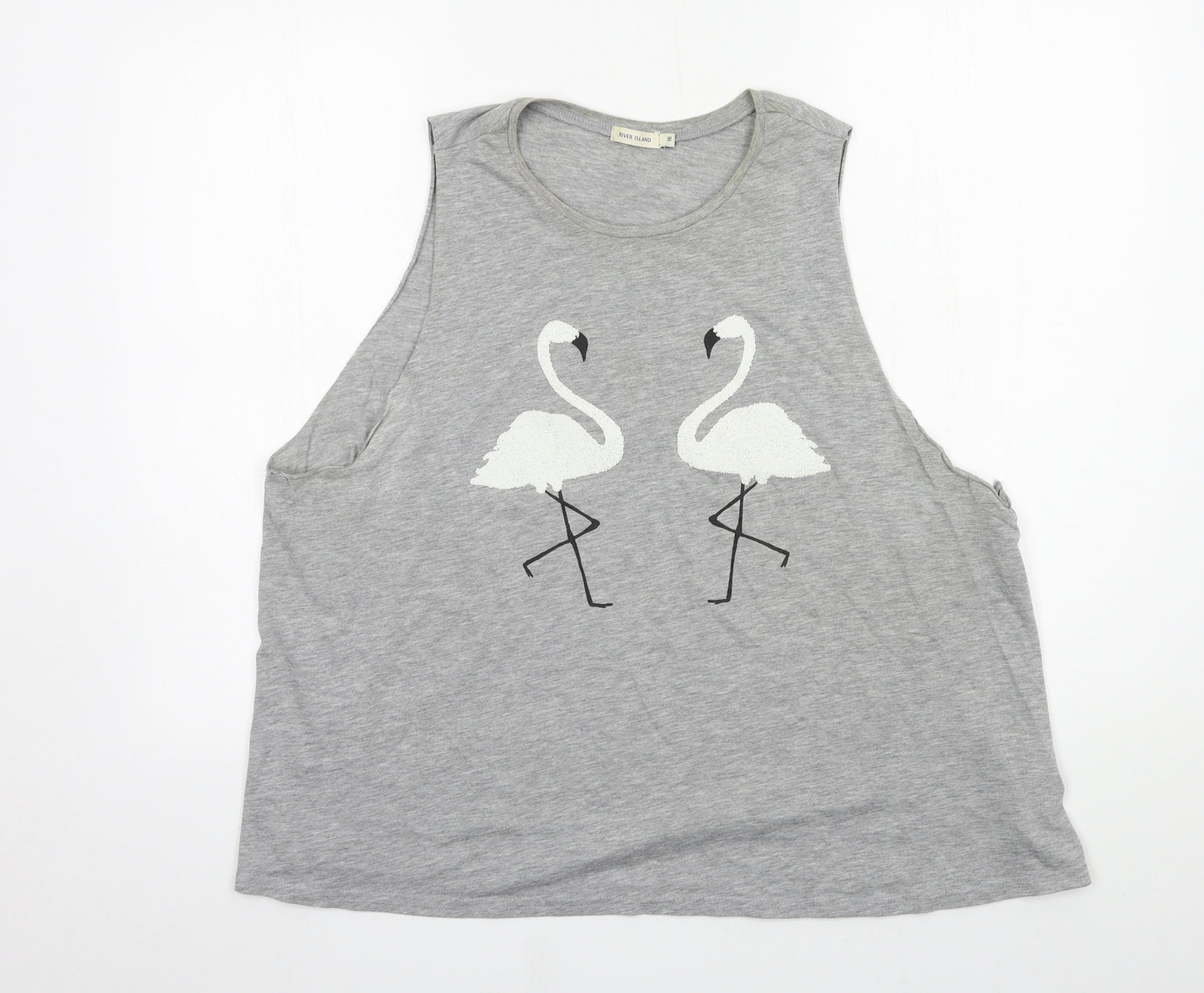 River Island Womens Grey  Jersey Basic Tank Size 16  - Flamingo