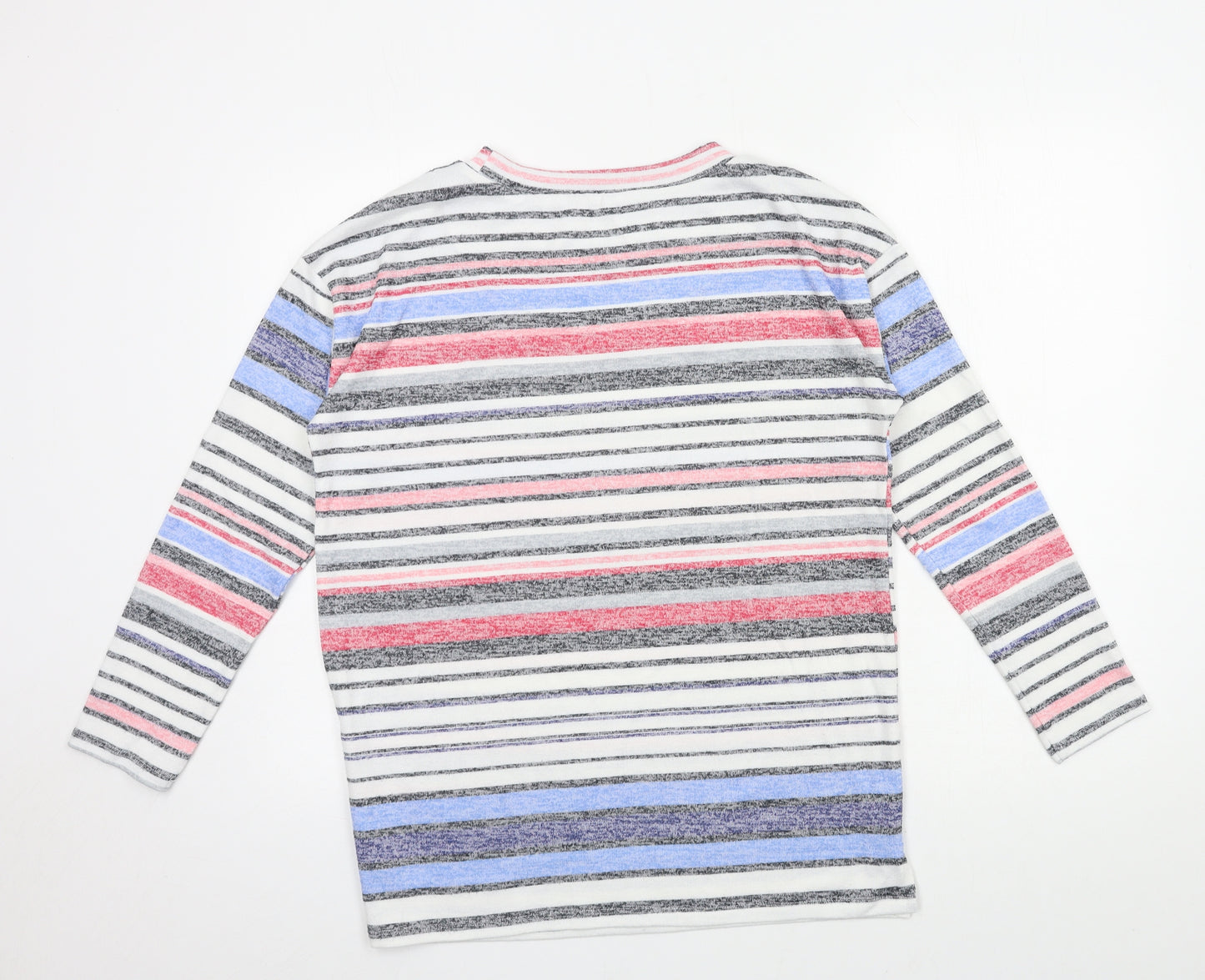 Nutmeg Womens White Striped Knit Basic T-Shirt Size 8