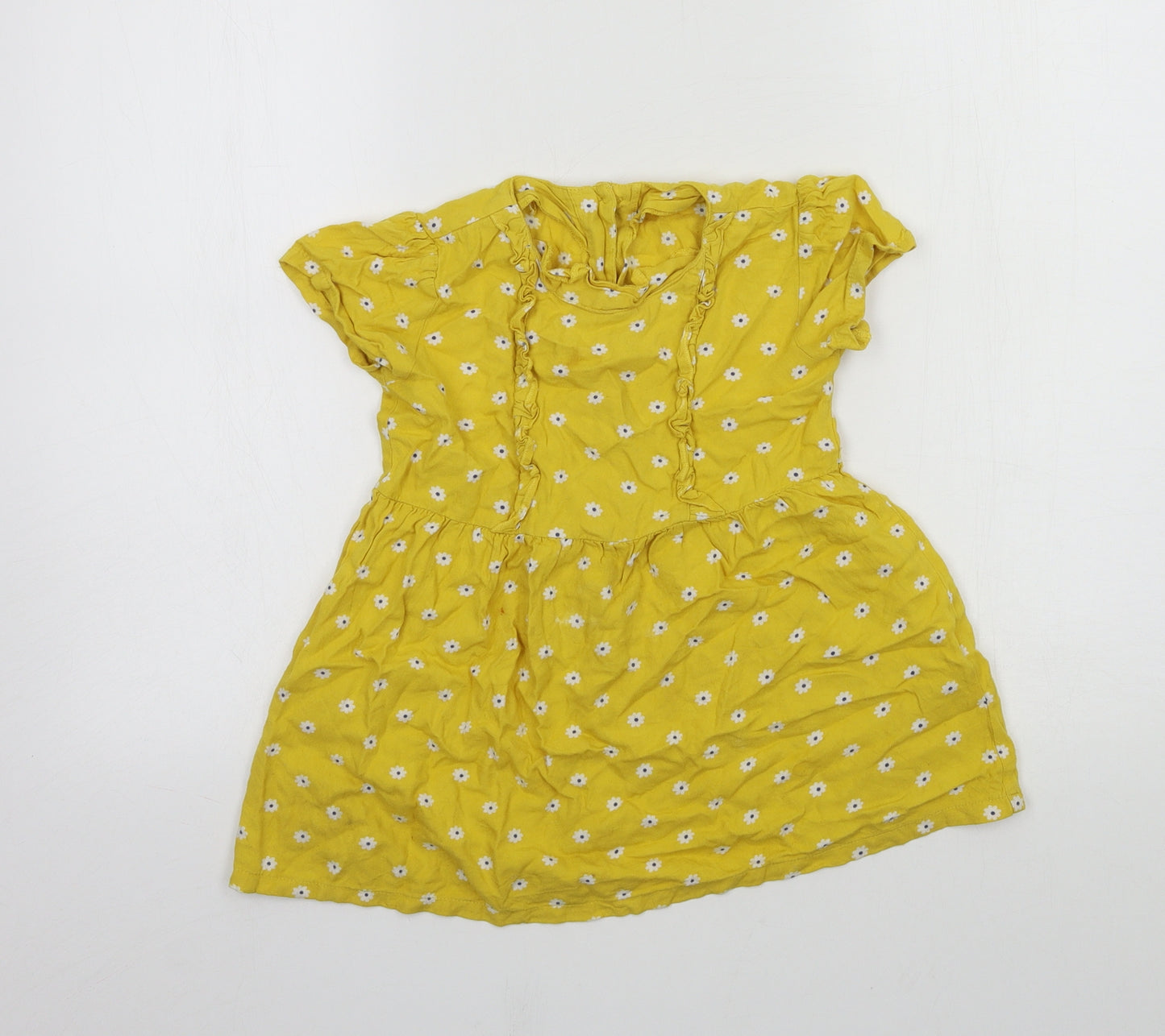 Matalan Girls Yellow Floral  Skater Dress  Size 4-5 Years