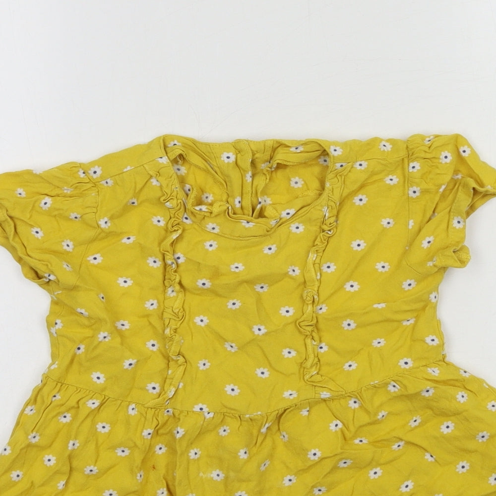 Matalan Girls Yellow Floral  Skater Dress  Size 4-5 Years