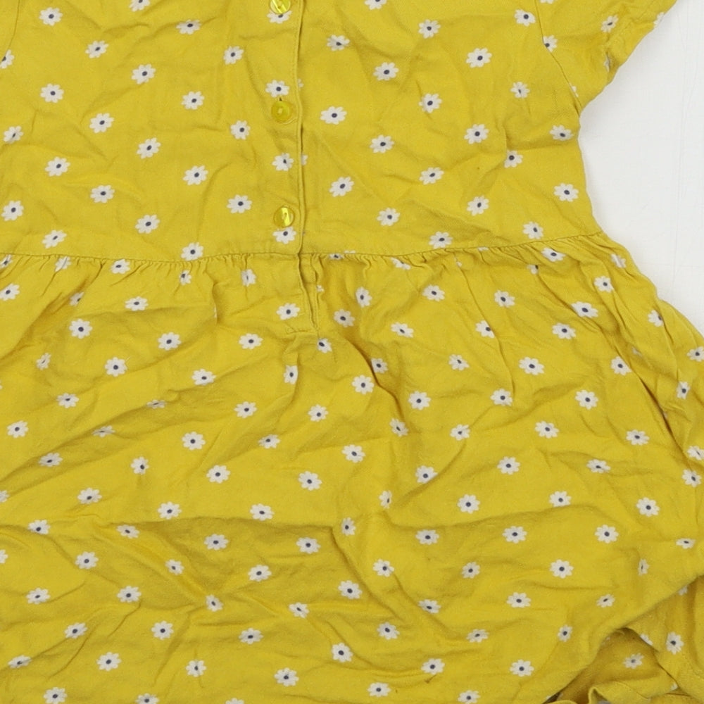 Matalan Girls Yellow Floral  Skater Dress  Size 4-5 Years