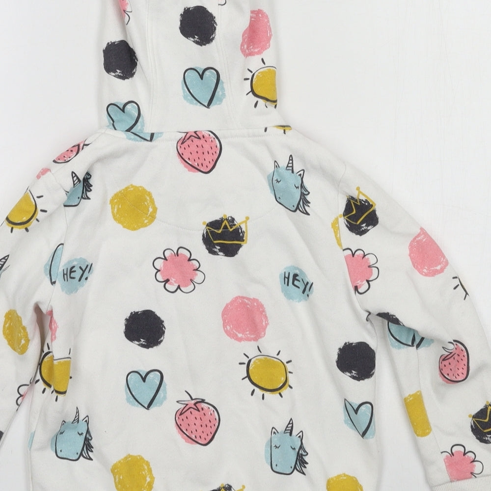 F&F Girls White Geometric Jersey Pullover Hoodie Size 5-6 Years  - Sun