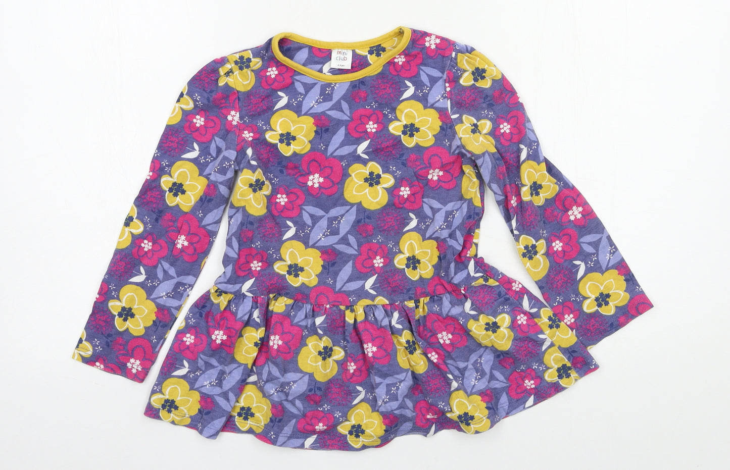 Boots Mini Club Girls Purple Floral Jersey Basic T-Shirt Size 4-5 Years