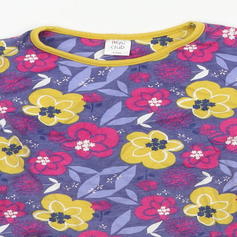 Boots Mini Club Girls Purple Floral Jersey Basic T-Shirt Size 4-5 Years