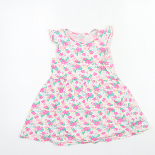 Primark Girls Multicoloured Floral Jersey T-Shirt Dress  Size 5-6 Years
