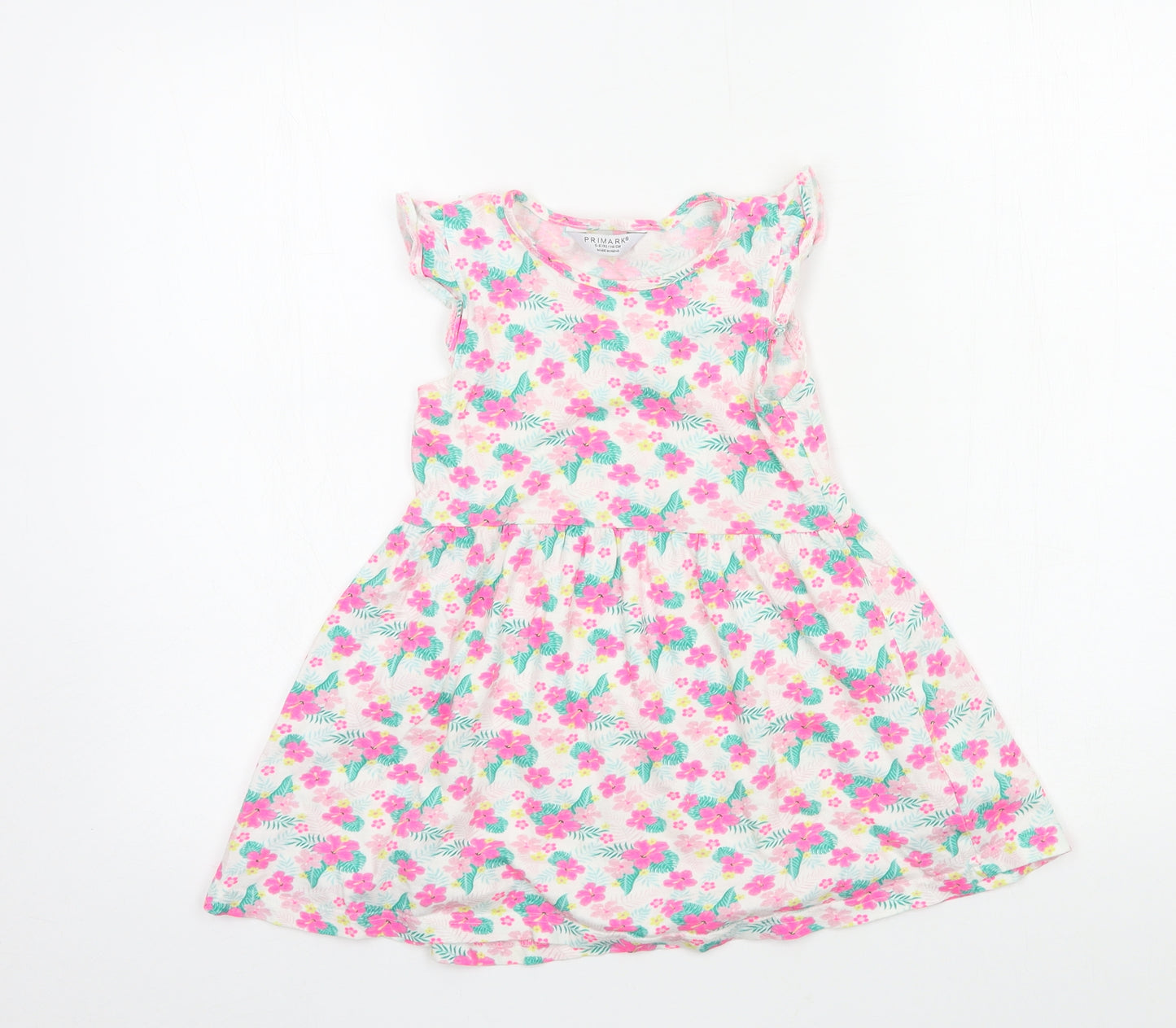 Primark Girls Multicoloured Floral Jersey T-Shirt Dress  Size 5-6 Years